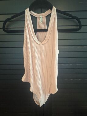 Ribbed Racerback Bodysuit - Dusty Pink